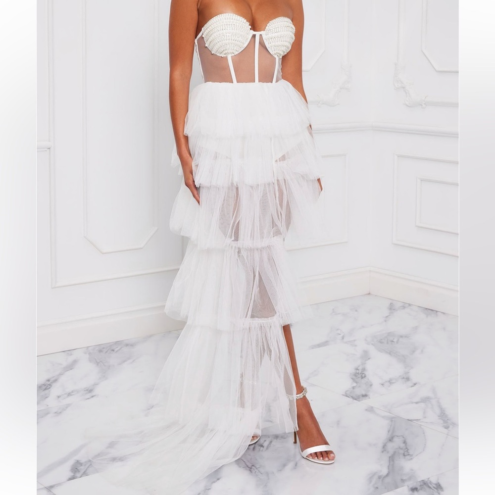 White Tulle Maxi Dress - Size L